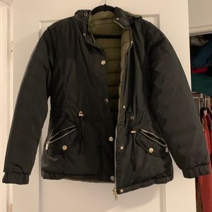 Puffer jacket reversible green and black